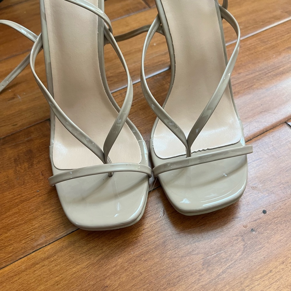 Elegant Beige Strappy Women's Heels